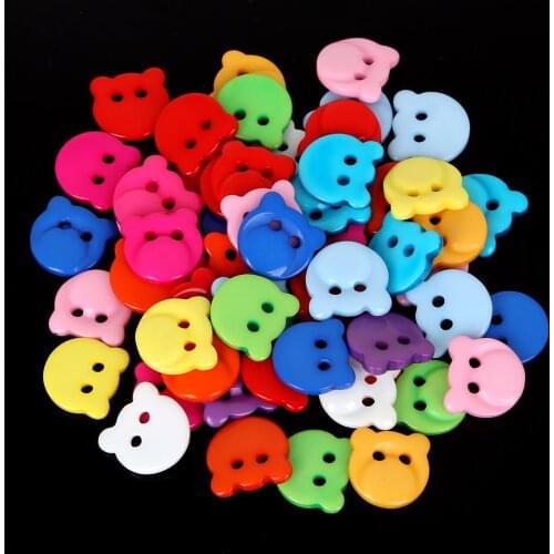 50pcs 13x13mm 2-holes Random Color Pig Buttons Sewing Plastic Shirt Button DIY Apparel Accessories Handmade Scrapbooking Crafts