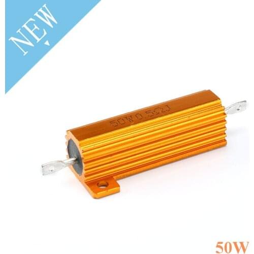 2pcs 50W Shell Power Aluminum Housed Case Wirewound Resistor 0.5/1/2/4/6/8/10/20 Ohm