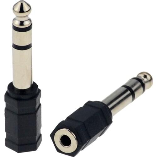 2pcs/lot Speaker Audio Adapter 6.35MM Mono Plug to 3.5 Jack Guitar Connector Microphone conversion head