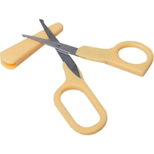 Safe carton convent stainless steel infant multiple function tool shell protection baby scissors on sale KD3039