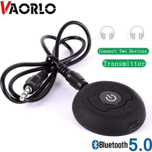VAORLO Low Latency Bluetooth Transmitter Stereo Music HiFi Audio Transmission For TV Headphones Wireless Adapter With 3.5mm AUX