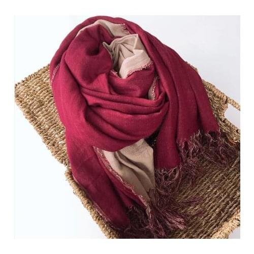 Large Size Autumn And Winter Thickened Warm Double-Sided Cotton Scarves Men And Women Cotton Solid Scarf With Tassels
