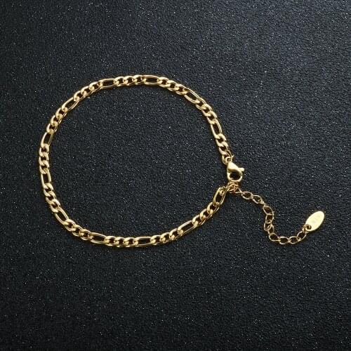 Simple Vintage Style Heavy Figaro Gold Color Chain Anklet Women Adjustable Anklets Bracelets For Leg Foot Summer Jewelry Gift