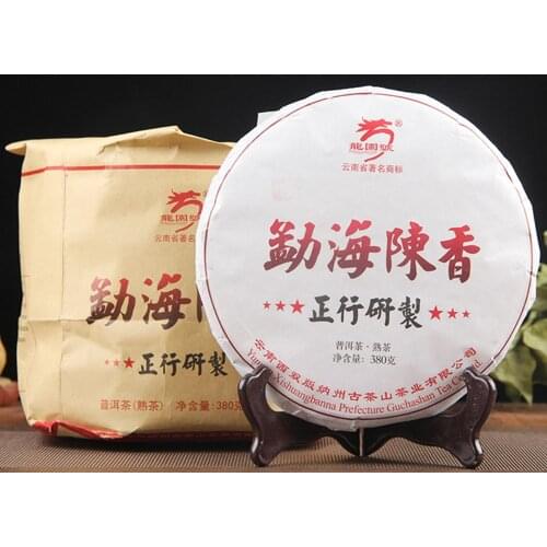 2020 Yunnan Menghai Big Tree Ripe Puer Chinese Tea Dragon Garden Shu Puer Chinese Tea 380g