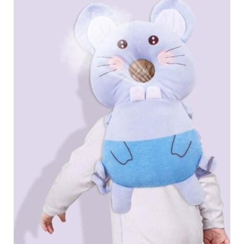 Baby Head Protection Anti-fall Walking Back Pillow Air Mesh Plush Pad Toddler Safety Strap Infant Head Neck Care Drop Resistant