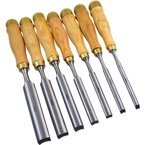 Chisel with Wooden Handle Wood Chisel Set Slotting Chisel Wood Carving Knife 7pcs/Set Gouges Woodworking Tool Suite