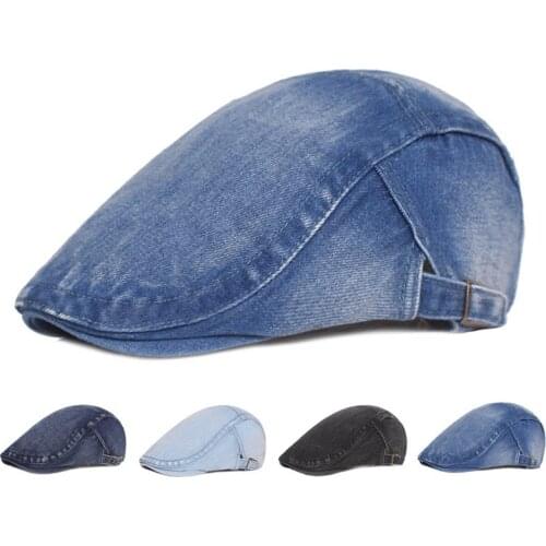 Denim Cap Berets Spring Summer Women Men Newsboy Flat Male Female Solid Casual Artist Painter Beret Hat