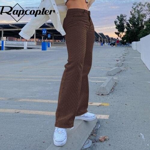 Rapcopter Hollow Out Jeans y2k Retro Denim Pants Zipper Pockets Cargo Trousers High Waisted Joggers Women Streetwear Mom Jeans
