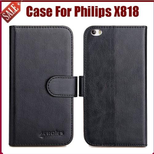Hot Sale! High Quality Flip Leather Case for Philips X818 Cover mobile phone with card holder style Free Shipping