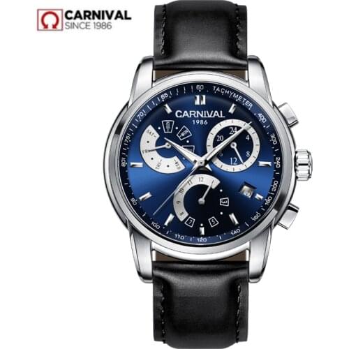 Carnival luxury brand automatic mechanical watch men genuine leather waterpoof switzerland men watches clocks reloj hombre saati