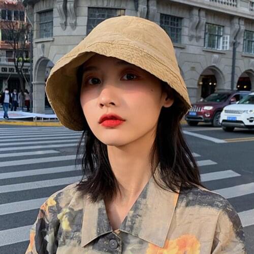 Fashion Fisherman Hat Solid Color Warped Edge Travel Hat Women Wide Brim Elastic UV Protection Sun Hats Fashion Accessories