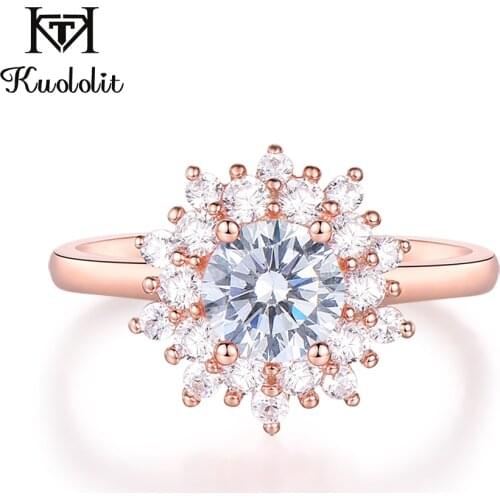 Kuololit Moissanite Rings for Women 925 Solid Sterling Silver Rose Gold Ring 0.7ct D color VVS1 Moissanite Diamond Fine Jewelry