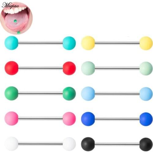 Miqiao Stainless Steel Multi-purpose Nail Tongue Ring Piercing Tongue Nail Sexy Breast Nail Barbell Body Piercing Jewelry 14G