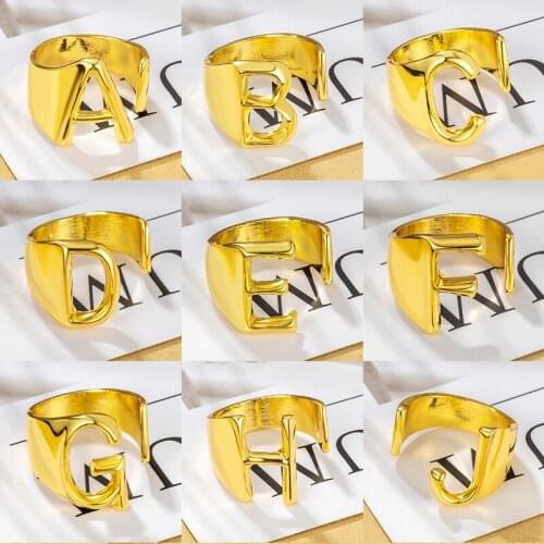 NEW Fashion Luxury Punk Letter Rings for Women Cubic Stainless Steel Rings Vintage Party Banquet Rings 2021 Trend Female Jewerly