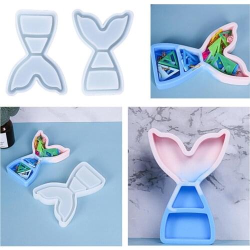 Fish Tail Storage Box Epoxy Resin Mold Table Snack Organizer Case Silicone Mould DIY Crafts Soap Candle Handicrafts Tool
