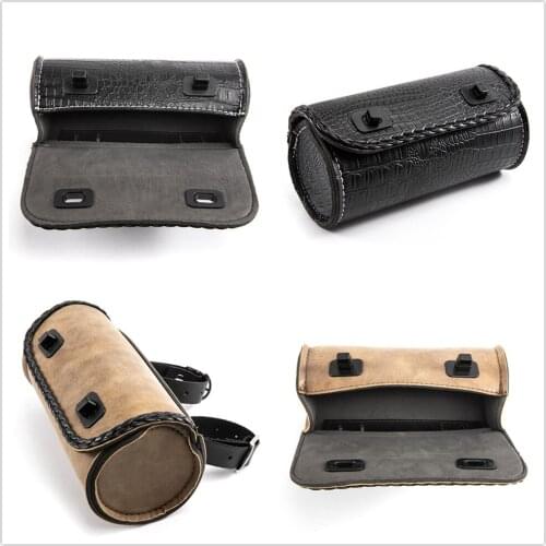 Motorcycle Storage Bag PU Leather Tool Bag Pouch for Saddle Bag Sissy Bars Fork Handlebars