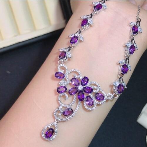Deluxe Amethyst Necklace, 925 Pure Silver Customization, Seiko Production, Hot Selling Style, Wholesale Price