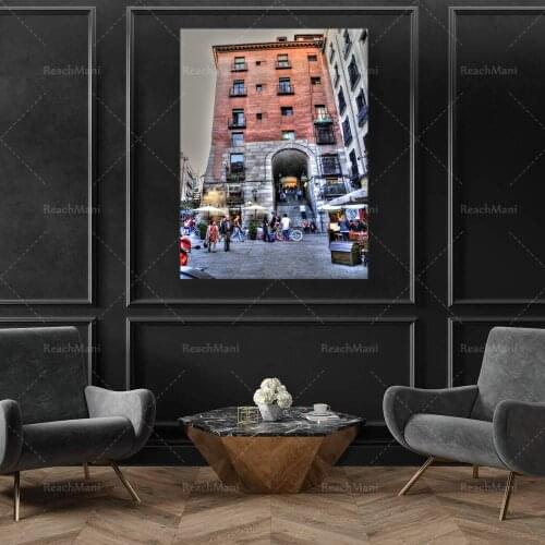 Printed poster Cuchilleros Arch and Caves of Luis Candelas, Restaurant of Madrid Spain, tourist Corner Madrid, decoration cooks