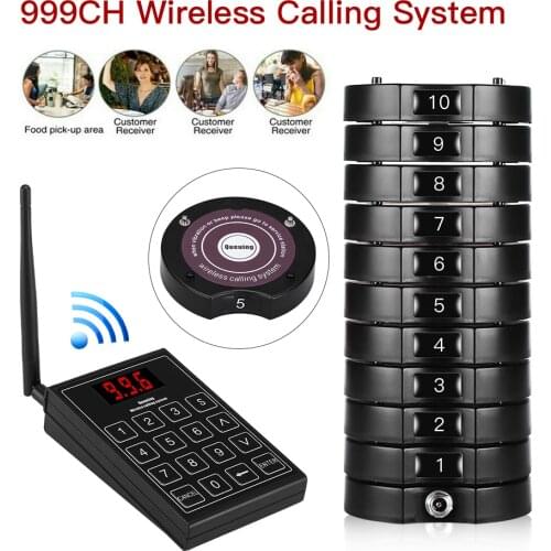 Restaurant Pager Wireless Paging Queuing Calling System 1 Transmitter+10 Coaster Pagers SU-668S Restaurant Equipments