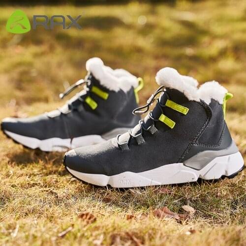 RAX Mens Hiking Shoes Latest Snowboot Anti-slip Boot Plush Lining Mid-high Classic Style Hiking Boots for Professional Men