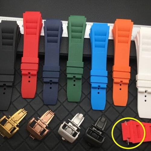 Watch Band For Richard Mille RM Strap Butterfly Buckle Nature Soft Silicone Rubber Watch Bracelet Watch Accessories Men Strap