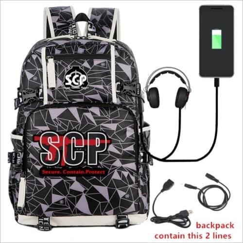 High-Q Unisex Anime Cos SCP backpacks student School Bags unisex Special Containment Procedures Student Casual cosplay Mochilas
