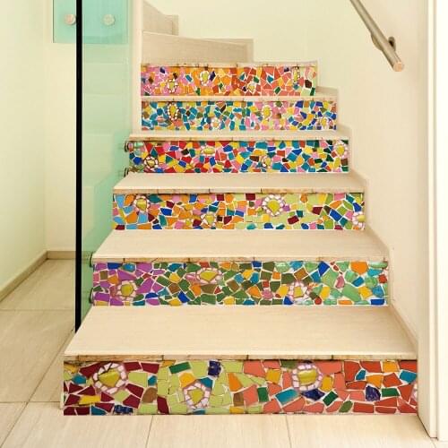 Self-adhesive innovative stairs stickers living room DIY color ceramic decoration home trade waterproof wall stickers pvc
