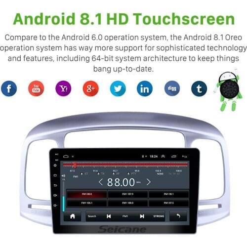 Seicane 9" 2din Android 8.1 car multimedia player for Hyundai Accent 2006 2007 2008-2011 Support Music AUX WIFI support DVR