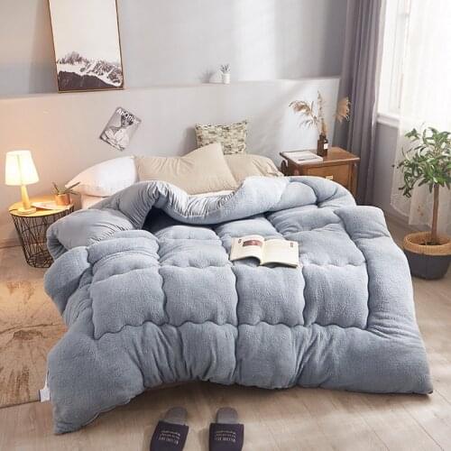 Gray cashmere comforter winter quilt camel duvet King Queen size soft coffee single thick blanket polyester filler 150*200cm