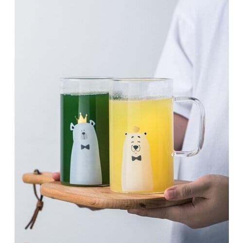 Cute transparent glass Coffee mug,porcelain mug cup cover High capacity coffee cup everything for the kitchen Drinkware 600ml