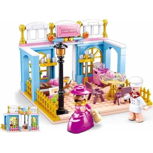 Sluban Village Princess Friends Cake Shop Dessert Store Building Blocks Kit Bricks Classic Model Kids Toys For Children Gift