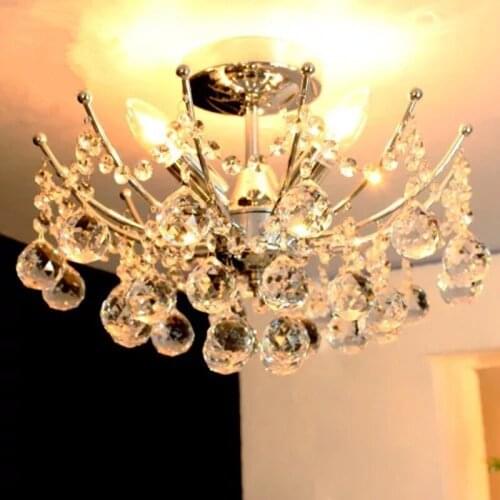 Modern simple bedroom lights Parlor glass ball lamp European K9crystal ceiling lamp Living room lighting Restaurant LED lighting