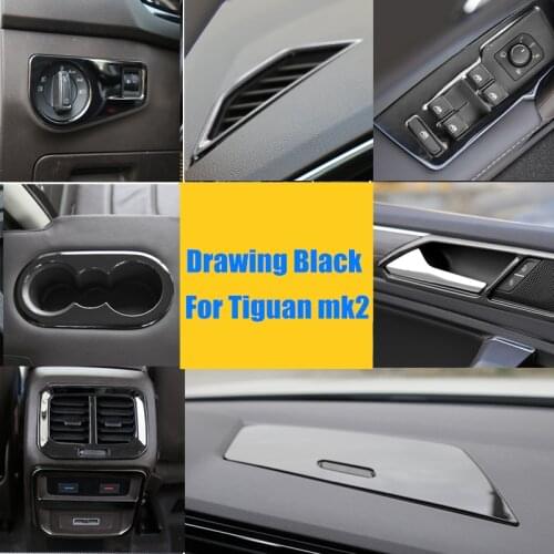 Drawing Black Style For Volkswagen Tiguan 2 mk2 2018 2019 2020 Whole Interior Accessoires Stainless Steel Decoration Cover Trim