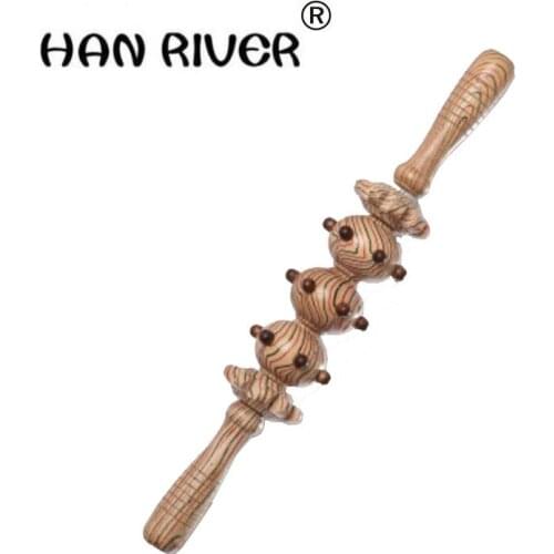 Second round three ball yoga meridian thin shaft rod full-body massage stick rolling back massage lamented the waist neck leg wo
