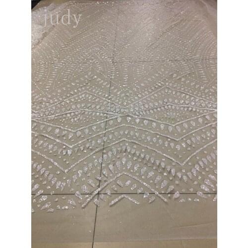 5yards HL0234 # crystal white hand print glued tulle mesh african fabric dress for sawing wedding dress