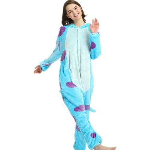 Unisex Kigurumi Adults Animal Pajamas Anime Onesie Monster Flannel Cartoon Cute Warm Cosplay Sleepwear