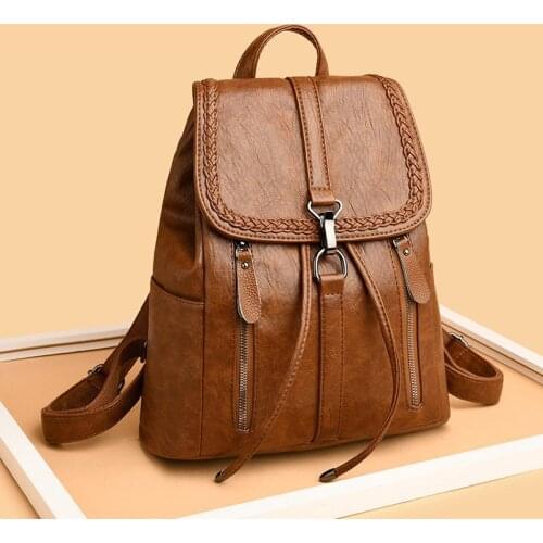 Large Capacity Daypack School Bags Girls Soft Leather Backpacks Vintage Female Bags for Women Sac Travel Backpack Mochila