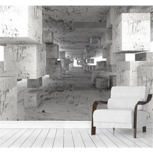 XUESU Custom 8D wall cloth 3D three-dimensional space cement wall extension space background wall paper fresco