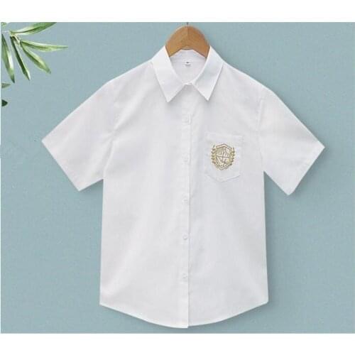 Women Embroidery Casual Blouse Teen Girls Summer New JK Uniform Loose Short Sleeve Shirt Tops College style D098