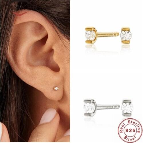 CANNER 1 Pair 100% Real 925 Sterling Silver Stud Earrings for Women Piercing Earings Fine Jewelry pendientes Minimalist Gift