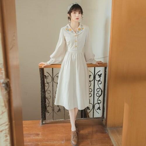2020 new fashion womens clothing Peter pan Collar Vintage Full dresses dress women