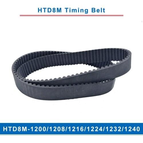 Timing belt HTD8M-1200/1208/1216/1224/1232/1240 teeth pitch 8mm circular teeth belt width 20/25/30/40mm for 8M timing pulley