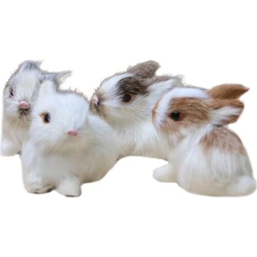 1/4Pcs Lovely Simulation Realistic Rabbit Lifelike Mini Plush Bunny Doll Animal Easter Party Toy Model Home Decoration
