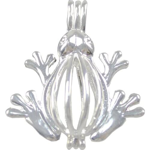 30*26mm Frog Pearl Cage Essential Oil Diffuser Pendant, Aromatherapy Locket Necklace Volcanic Setting Lava Stone Jewelry