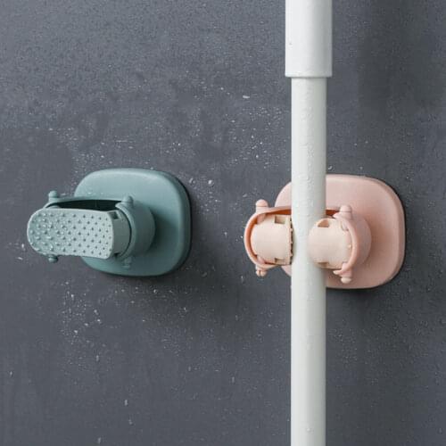 2Pcs ABS Wall Mounted Mop Stand Strong Hooks Storage Rack Sticky Hook Hanger Cleaning Brush Shower Holder Kitchen Bathroom Tool