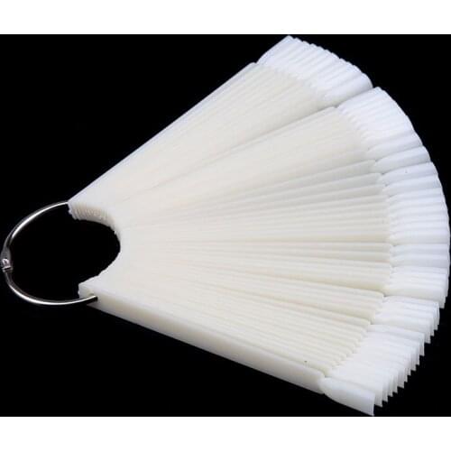 50tips/Set Clear Nail Art Tips Display Practice Fan Nail Polish Swatches/Nail Color Sample Nail Art Tools Practice Equipment