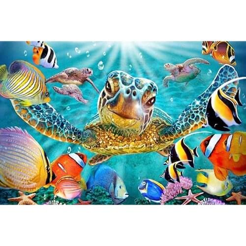 Wall Decor Art 5D Diy Diamond Painting Sea Turtle Round Drill Full Diamond Embroidery Mosaic New Needlework Home Decoration