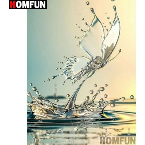 HOMFUN Full Square/Round Drill 5D DIY Diamond Painting "Water butterfly" 3D Embroidery Cross Stitch 5D Home Decor A15201