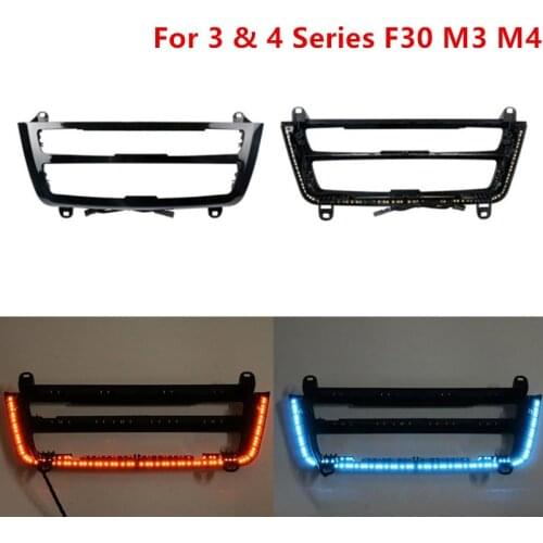 Car LCI Radio Trim LED Dashboard Center Console AC Panel Light Blue Orange 2 Color Atmosphere Light For BMW 3 4 Series F30 M3 M4