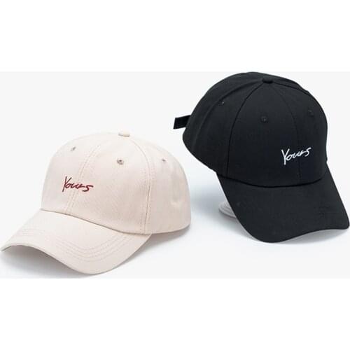 Embroidery Letter Cotton Baseball Caps Unisex Solid Color Adjustable Strap at Back Six Panel Design Baseball Hat for Women Men